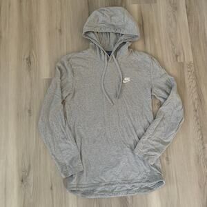 Nike Hoodie Small Womens Gray Sweatshirt Drawstring Activewear Cotton Long Sleev